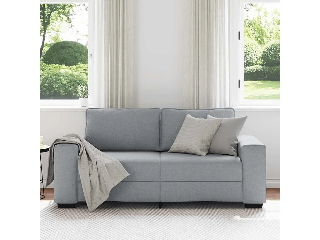 Canapé à 2 places gris clair 140 cm tissu