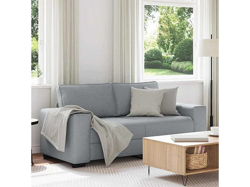 Canapé à 2 places gris clair 140 cm tissu