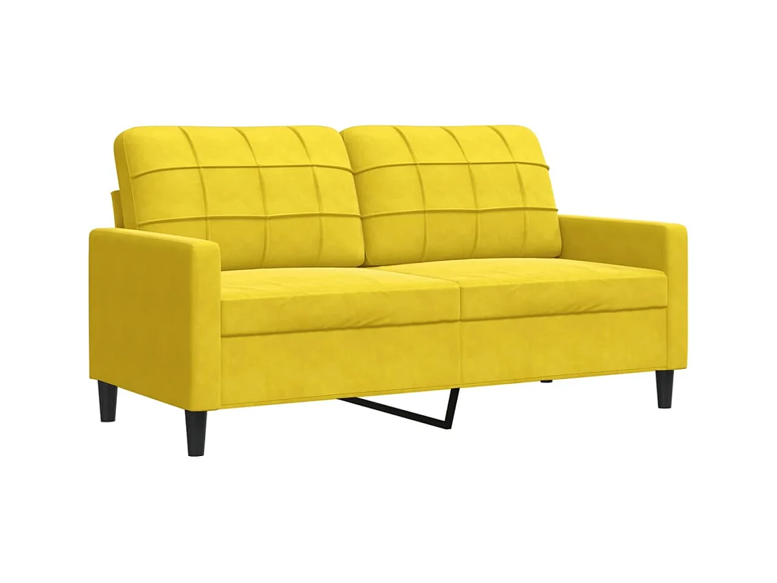 2-teiliges Sofa-Set mit Samtkissen und Nackenrollen