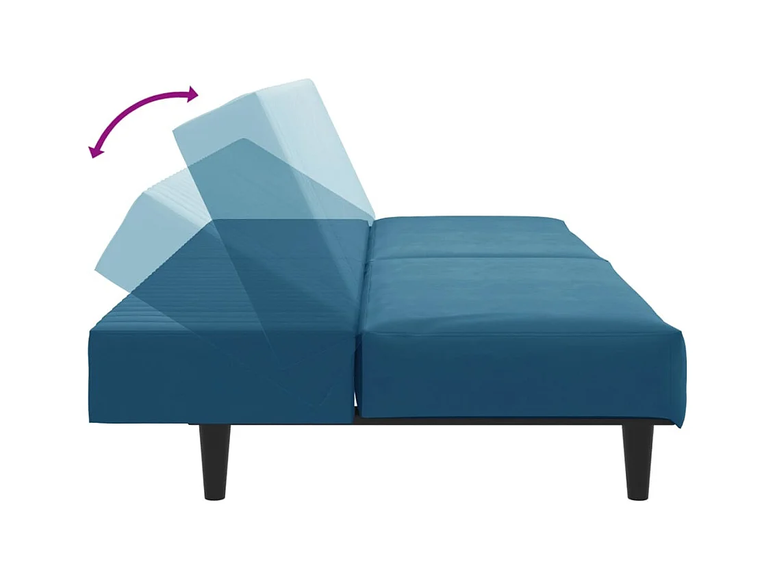 2-delige blauwe fluwelen bankset