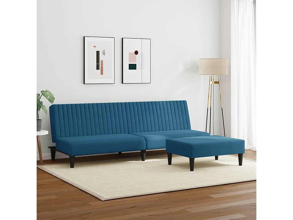 Conjunto de sofá de 2 piezas de terciopelo azul