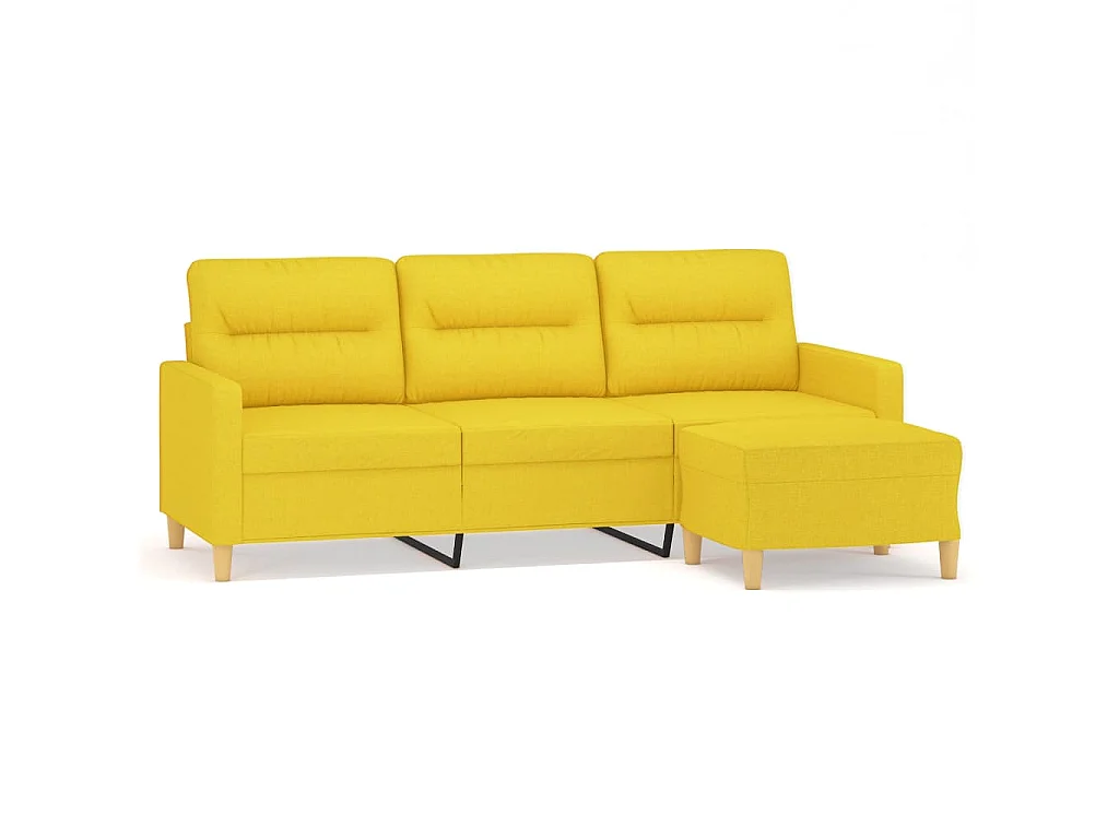 Sofá 3 plazas con reposapiés Amarillo claro 180 cm Tela