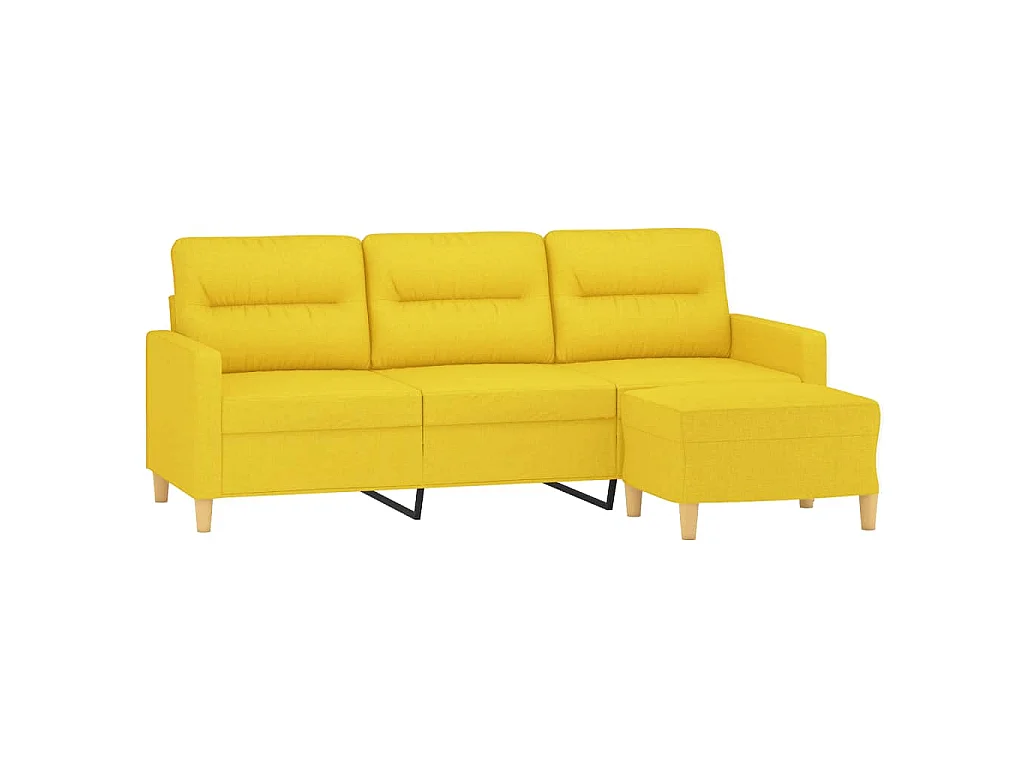 Sofá 3 plazas con reposapiés Amarillo claro 180 cm Tela