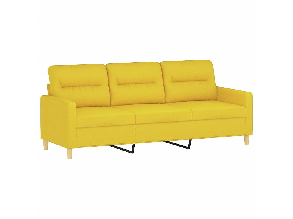 Sofá 3 plazas con reposapiés Amarillo claro 180 cm Tela