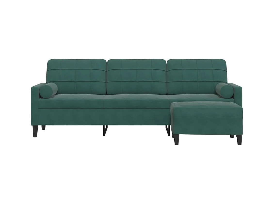 Sofá 3 plazas con reposapiés Verde oscuro 210 cm Terciopelo
