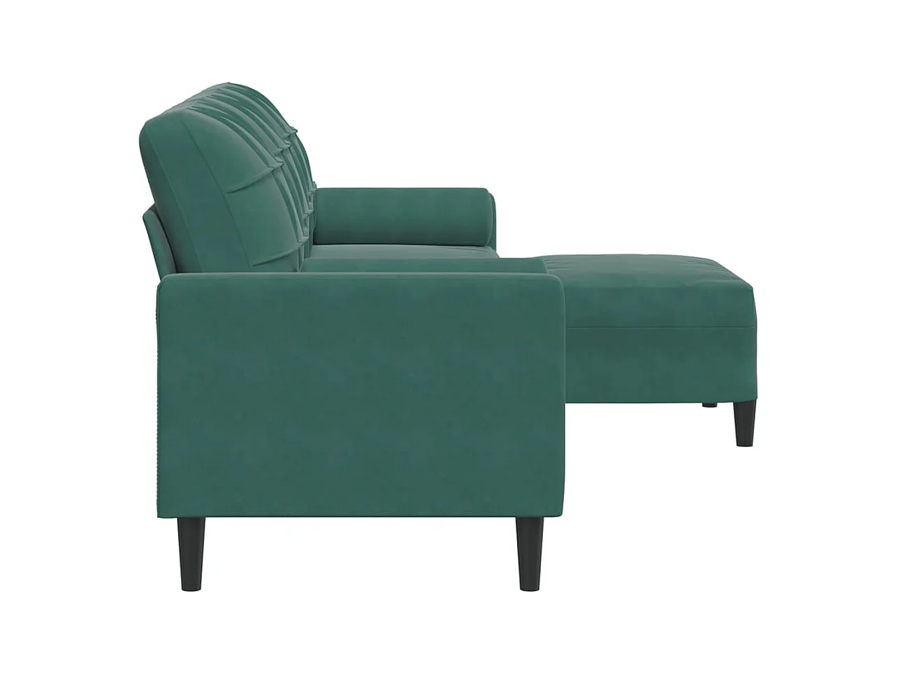 Sofá 3 plazas con reposapiés Verde oscuro 210 cm Terciopelo