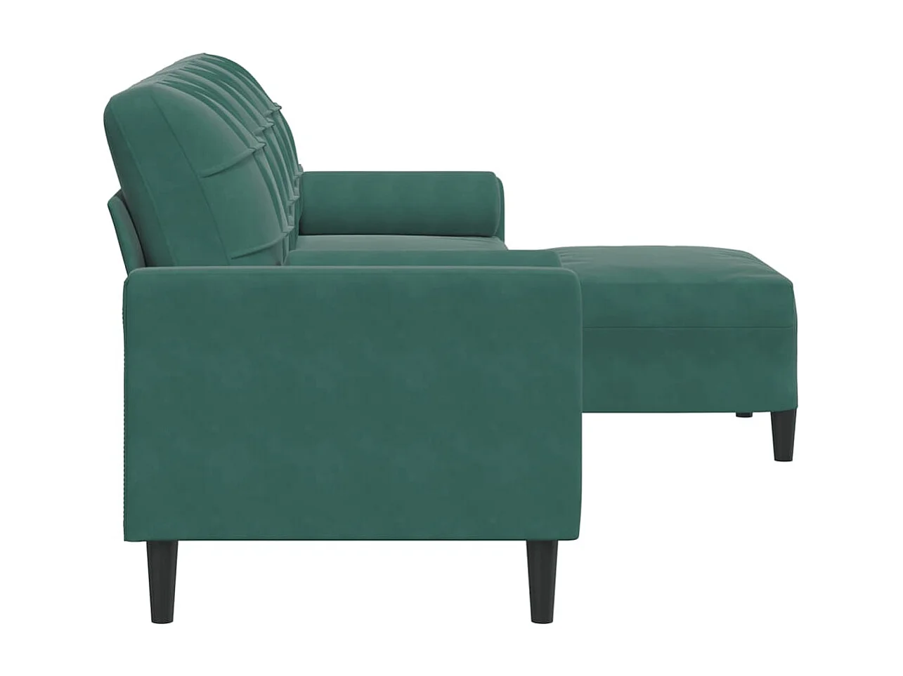 Sofá 3 plazas con reposapiés Verde oscuro 210 cm Terciopelo