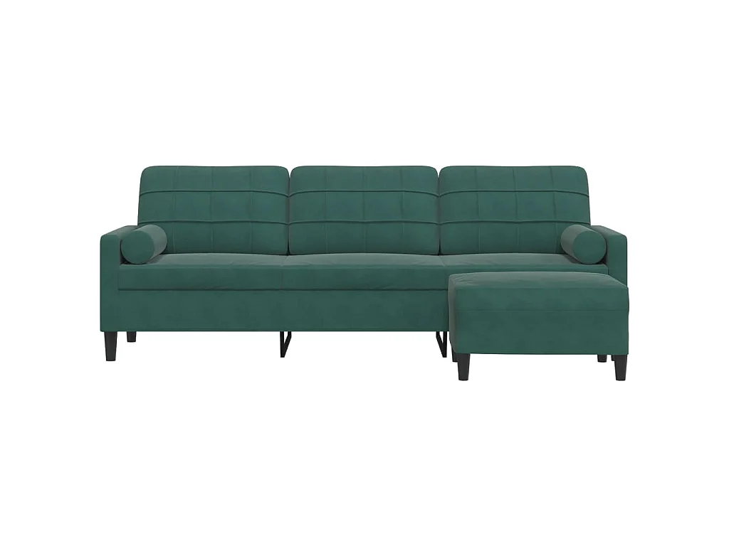 3-Sitzer-Sofa mit Fußhocker Dunkelgrün 210 cm Samt