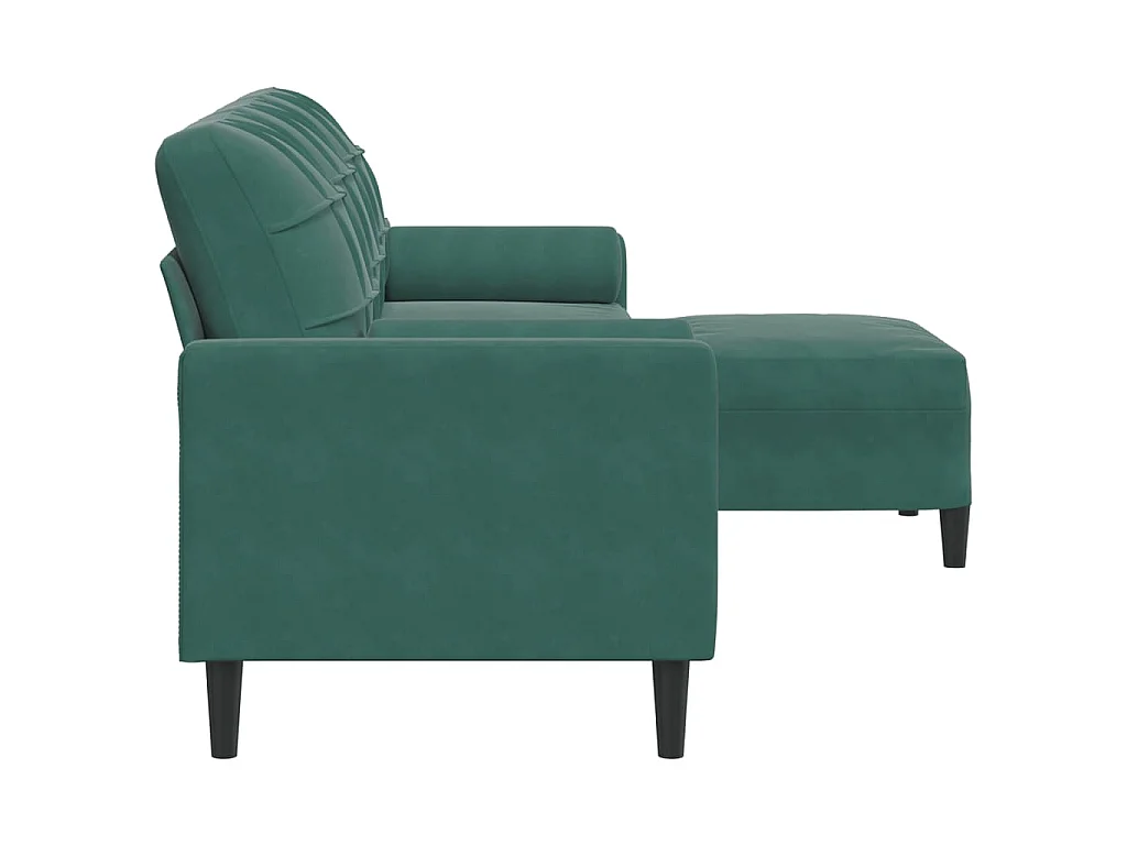 3-Sitzer-Sofa mit Fußhocker Dunkelgrün 210 cm Samt