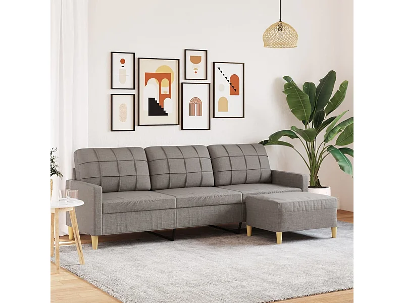 Sofá 3 plazas con reposapiés Taupe 210 cm Tela