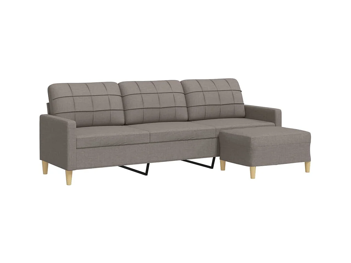 Sofá 3 plazas con reposapiés Taupe 210 cm Tela
