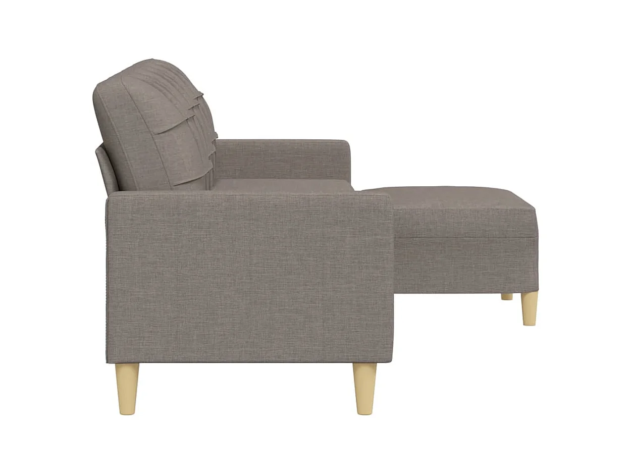 Sofá 3 plazas con reposapiés Taupe 210 cm Tela