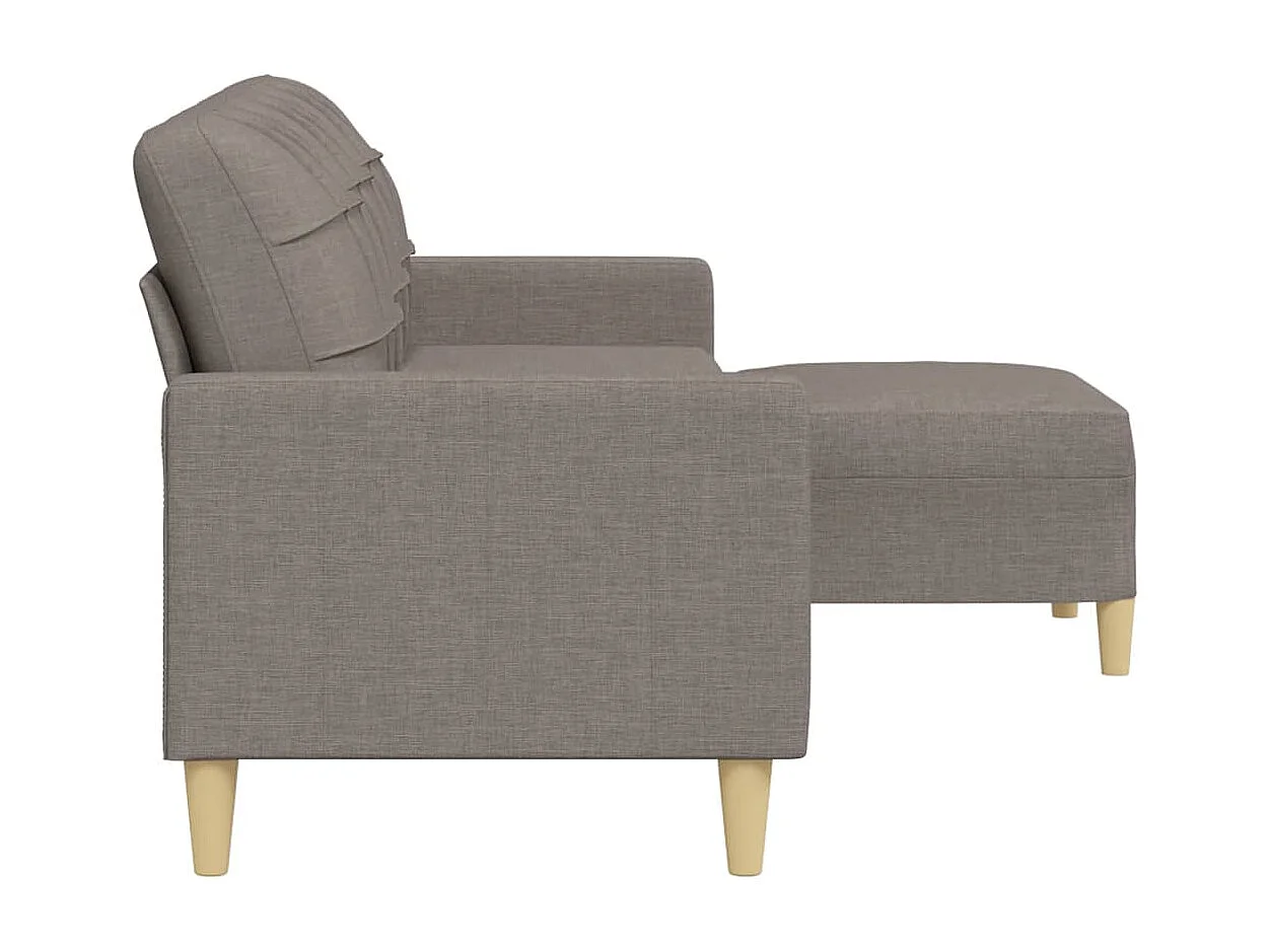 Sofá 3 plazas con reposapiés Taupe 210 cm Tela