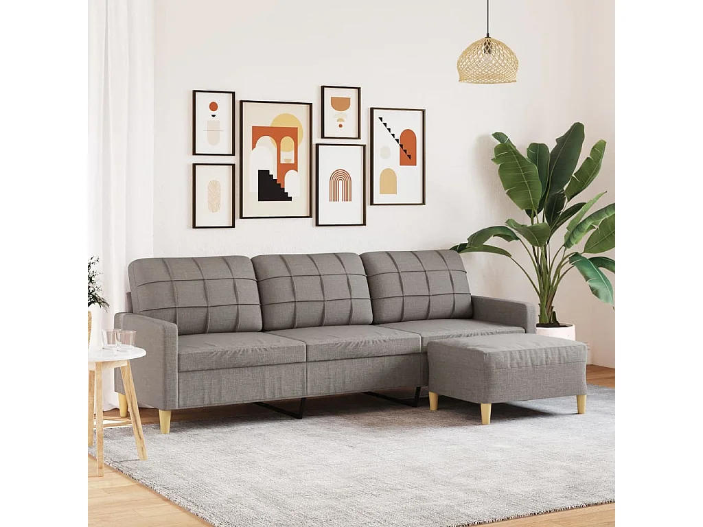 3-Sitzer-Sofa mit Fußhocker Taupe 210 cm Stoff
