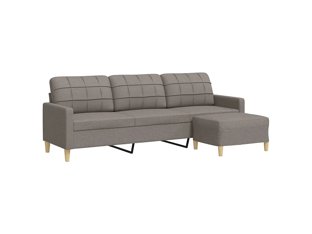 3-Sitzer-Sofa mit Fußhocker Taupe 210 cm Stoff