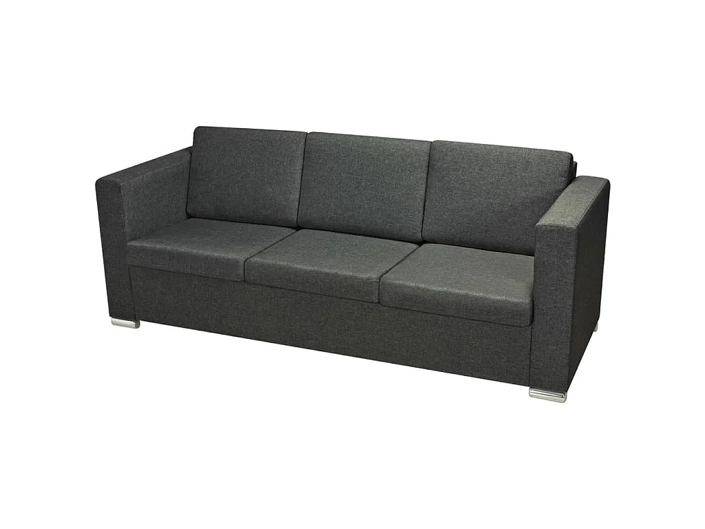 Canapé d'angle 3 places en tissu gris foncé 191x73x78 cm