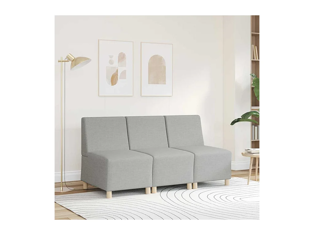 Canapé modulaire sans accoudoirs Gris nuage 55 cm Tissu