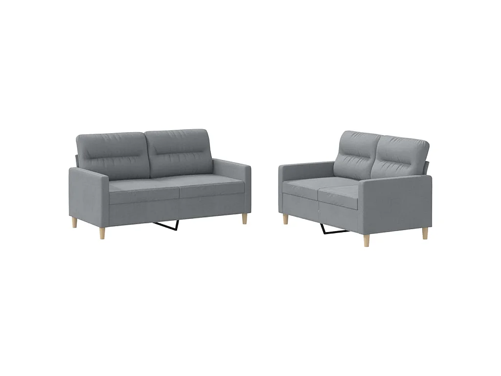 Ensemble de canapés 2 pcs avec coussins Gris clair Tissu