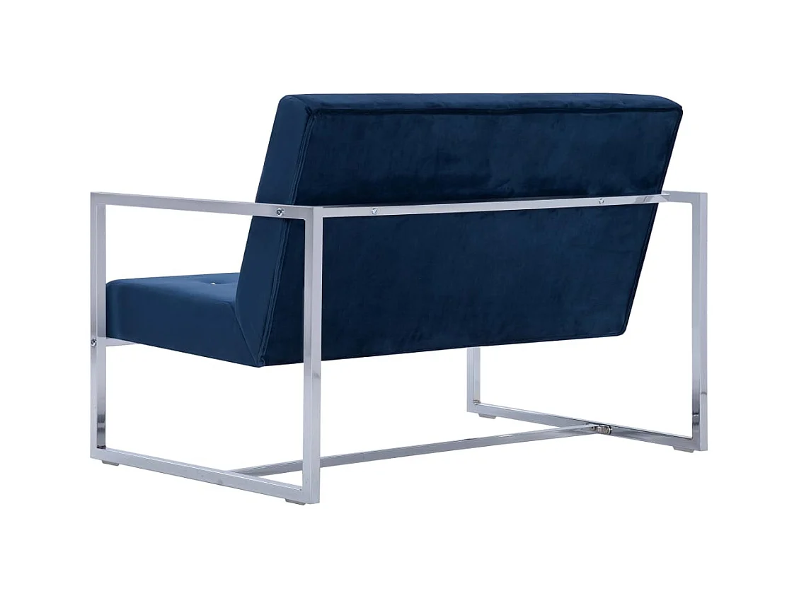 Divano 2 posti con braccioli in Blue Chrome e velluto