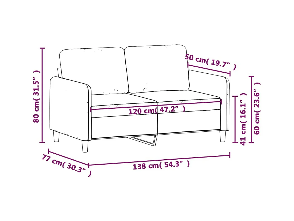 2-zitsbank Geel 120 cm Fluweel