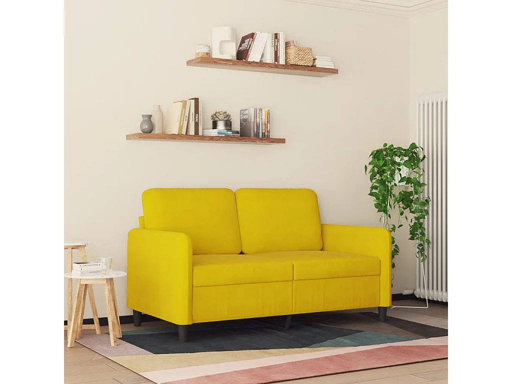 Sofá 2 plazas Amarillo 120 cm Terciopelo