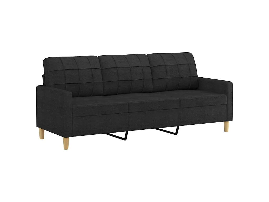2-teiliges Sofaset mit Kissen, schwarzer Stoff