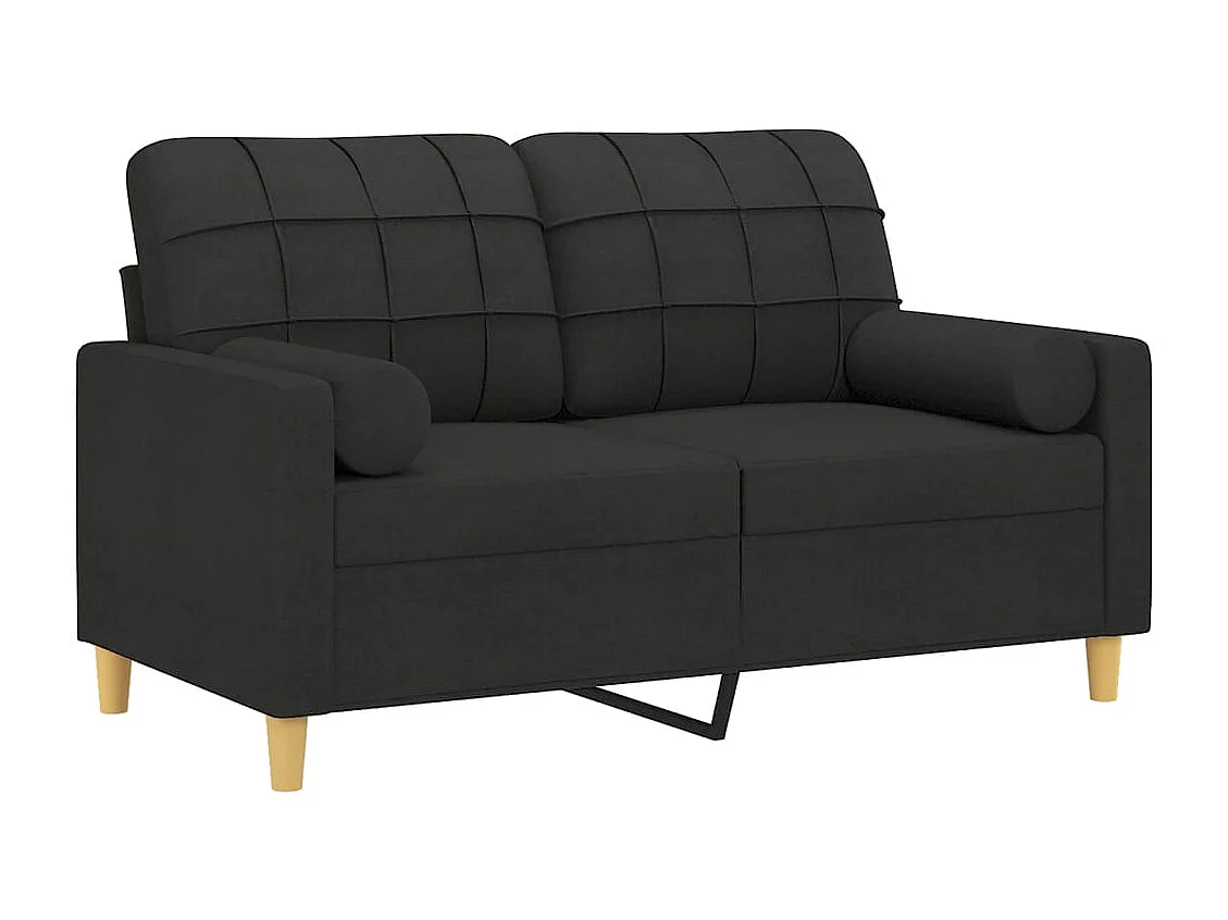 2-Sitzer-Sofa mit Dekokissen schwarz 120 cm Stoff