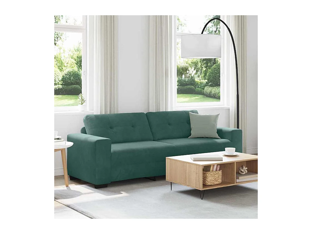 Bank met donkergroen fluwelen kussen