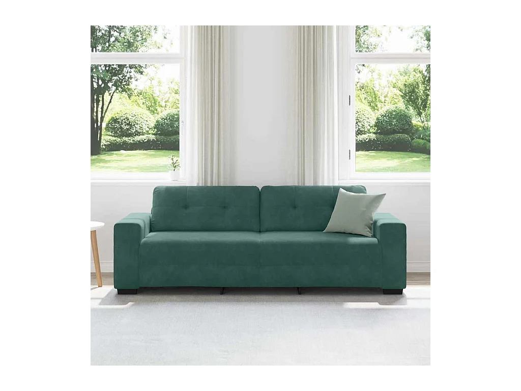 Bank met donkergroen fluwelen kussen