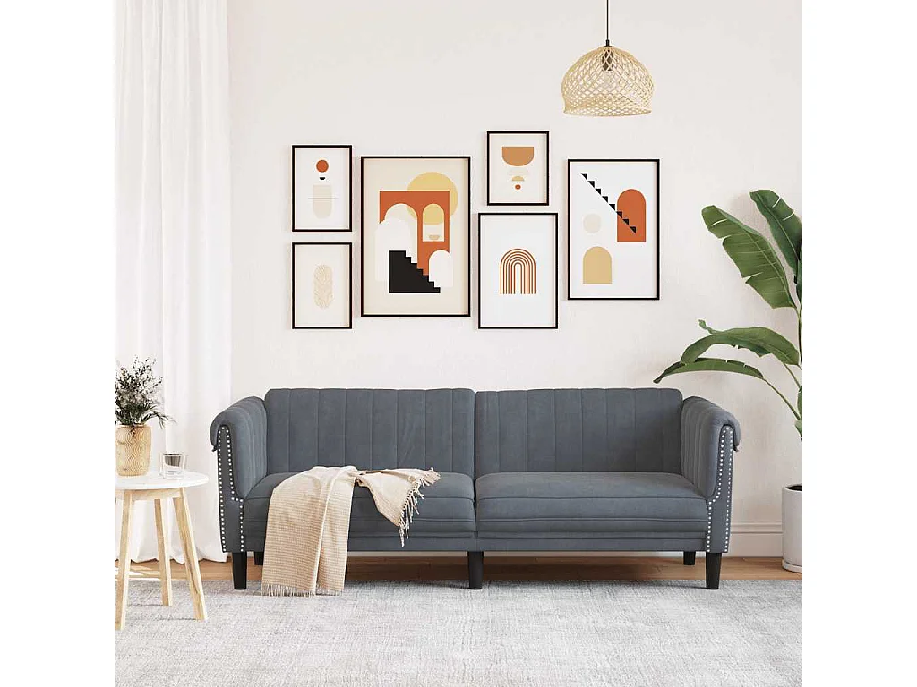 Sofá de 3 plazas de terciopelo gris oscuro