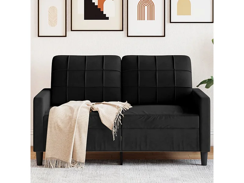 Sofá 2 plazas Terciopelo Negro 120 cm