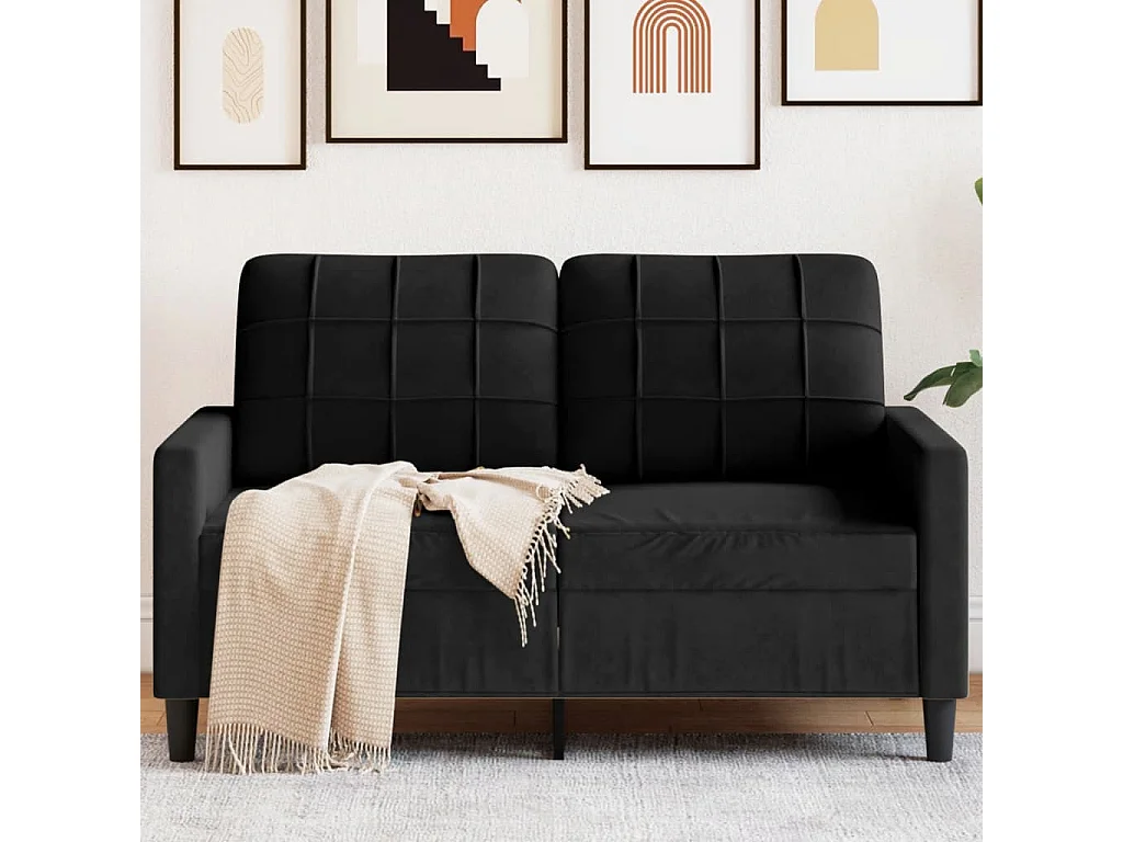 Sofá 2 plazas Terciopelo Negro 120 cm