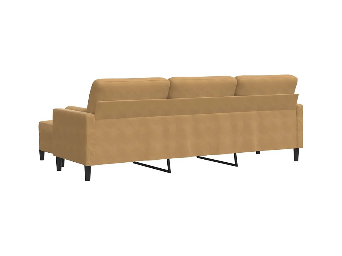 Divano 3 posti con poggiapiedi Marrone 210 cm Velluto