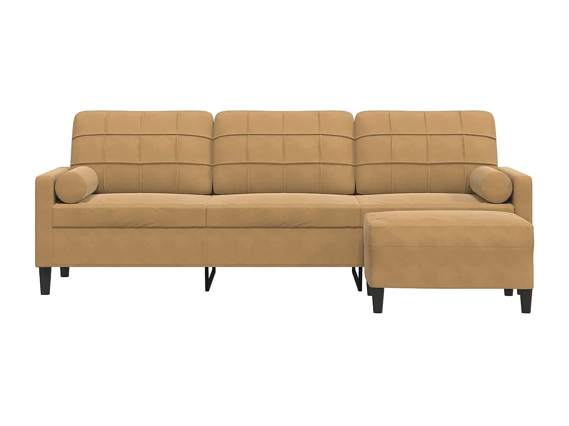 Canapé à 3 places avec repose-pieds Marron 210 cm Velours