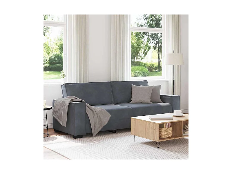 Canapé à 3 places Gris foncé 180 cm Velours