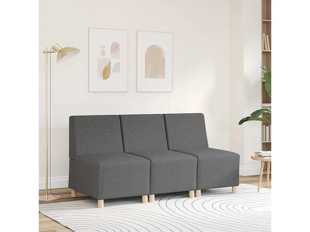 Canapé modulaire sans accoudoirs Gris foncé 55 cm Tissu