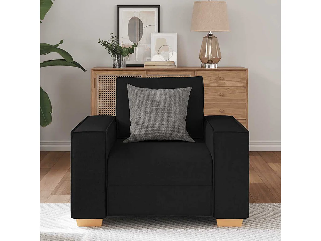 Zwarte stoffen bankfauteuil 60 cm
