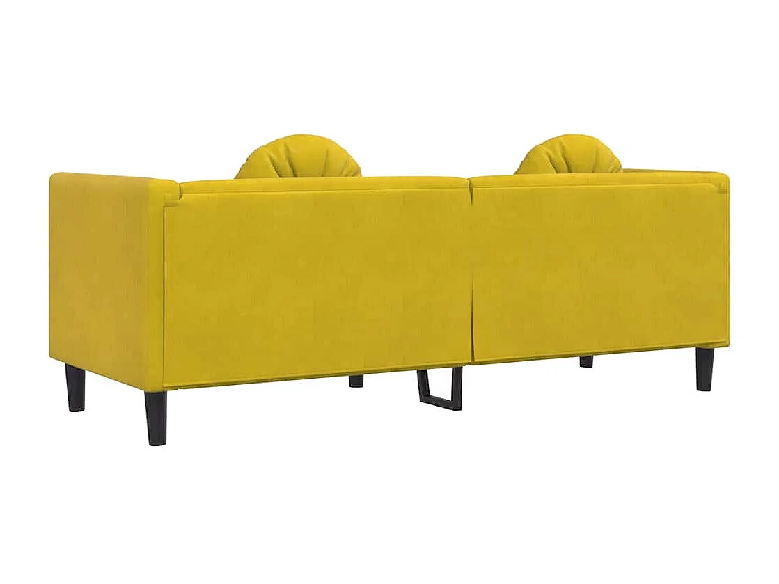 Sofá de 3 plazas de terciopelo amarillo con cojines