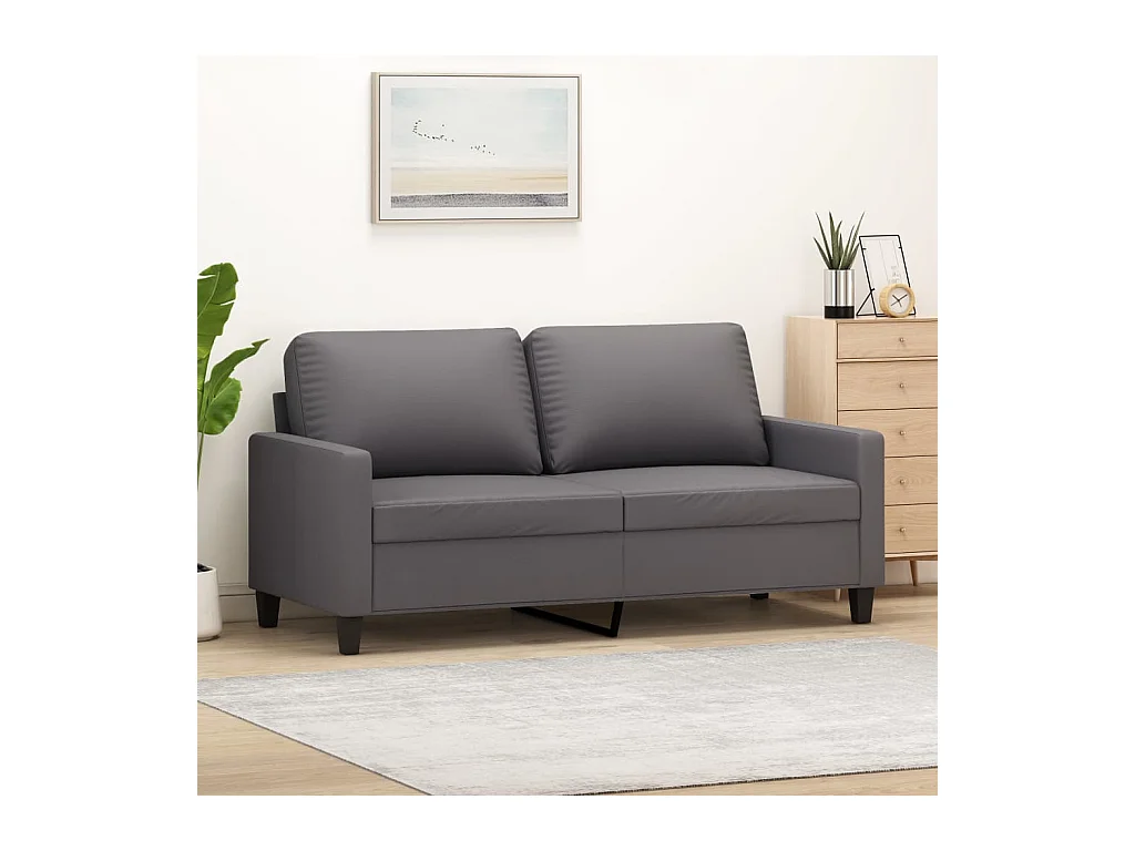 2-Sitzer-Sofa Grau 140 cm Kunstleder