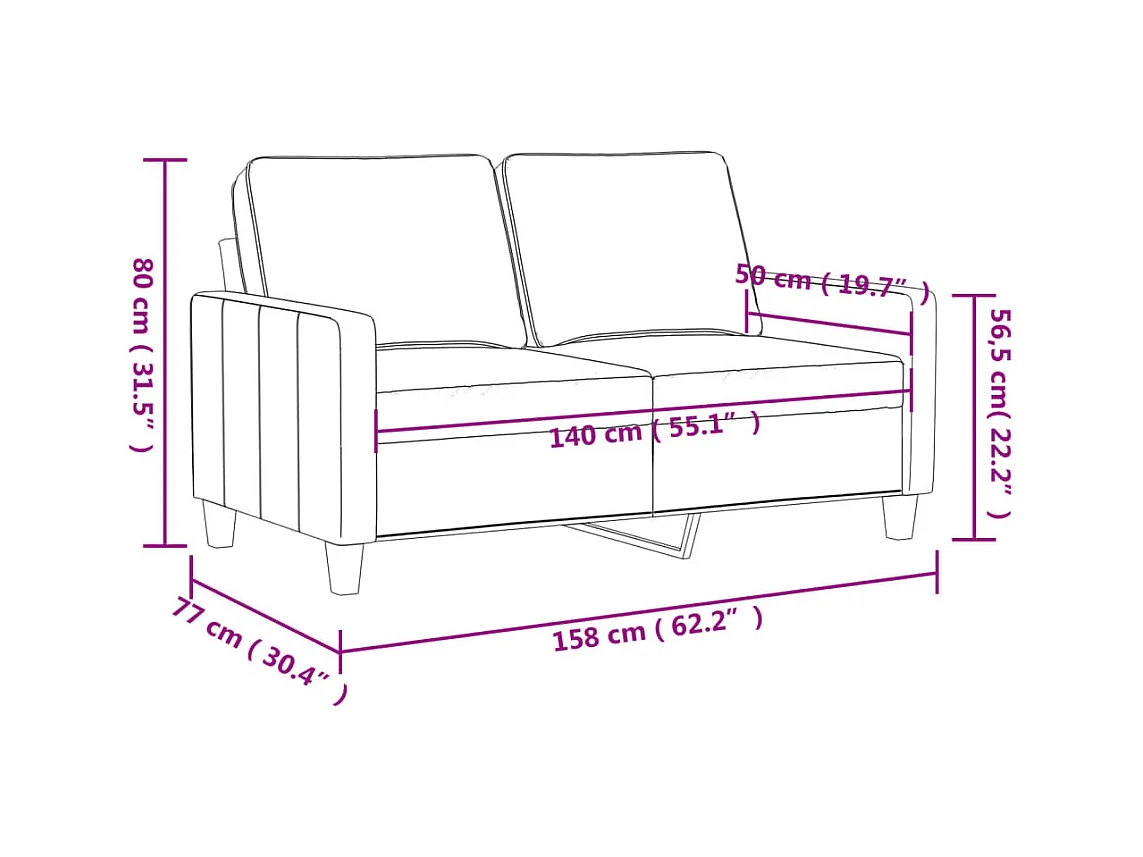 2-Sitzer-Sofa Grau 140 cm Kunstleder