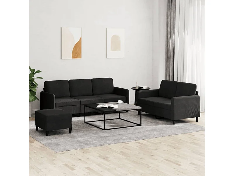 Conjunto de sofá de 3 piezas de terciopelo negro