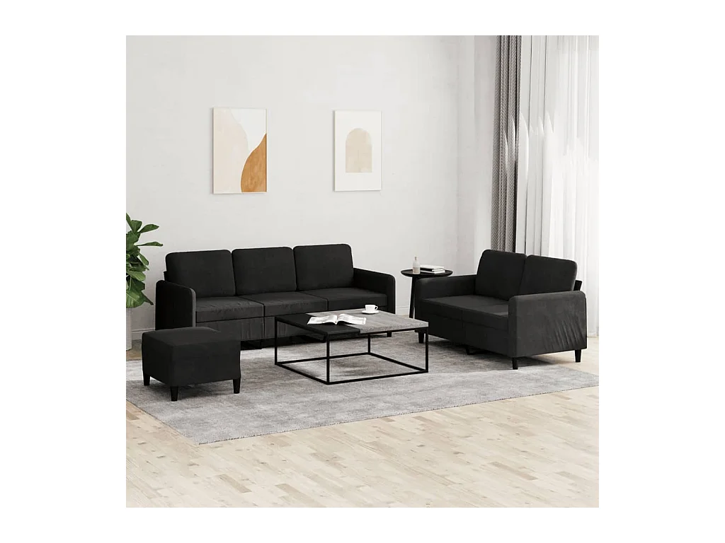Conjunto de sofá de 3 piezas de terciopelo negro