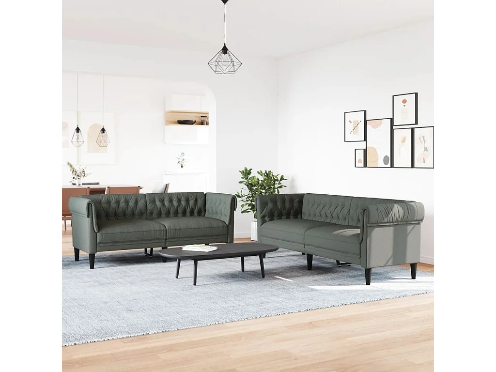 Conjunto de sofá de 2 piezas de tela gris oscuro