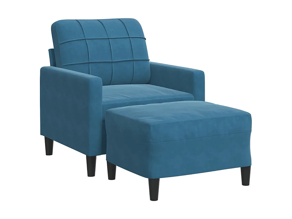 Poltrona con poggiapiedi Blu 60 cm Velluto