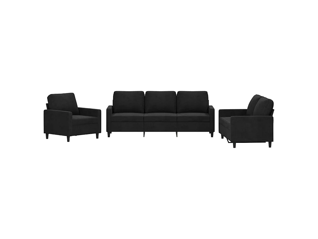 3-teiliges Sofaset mit Kissen Black Velvet