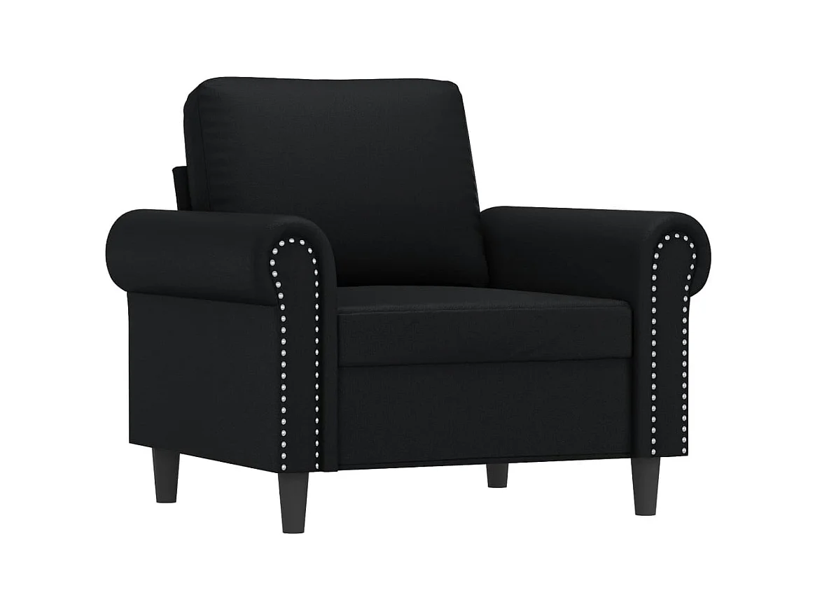 Poltrona con poggiapiedi Nero 60 cm Ecopelle