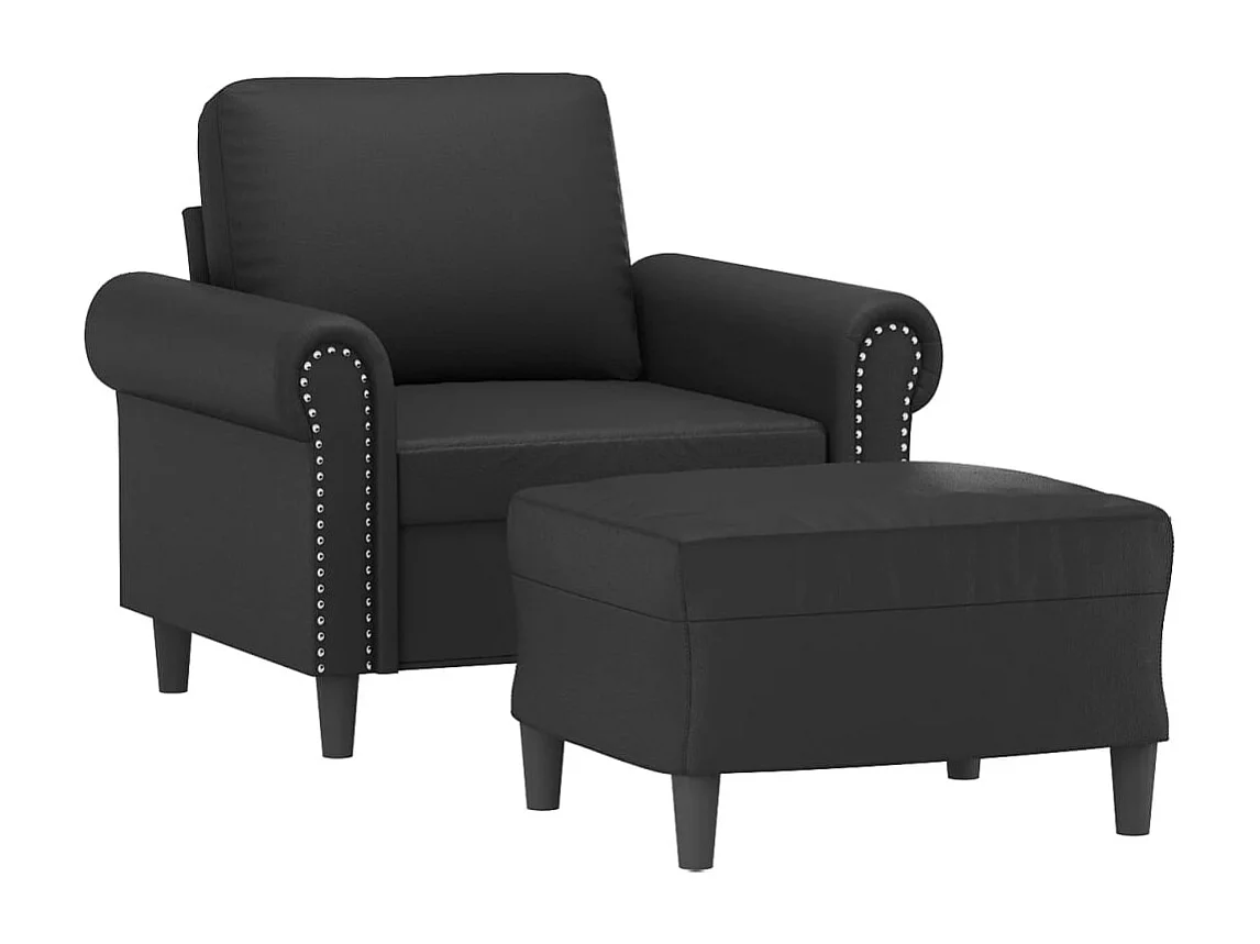 Fauteuil met voetenbank Zwart 60 cm Kunstleer