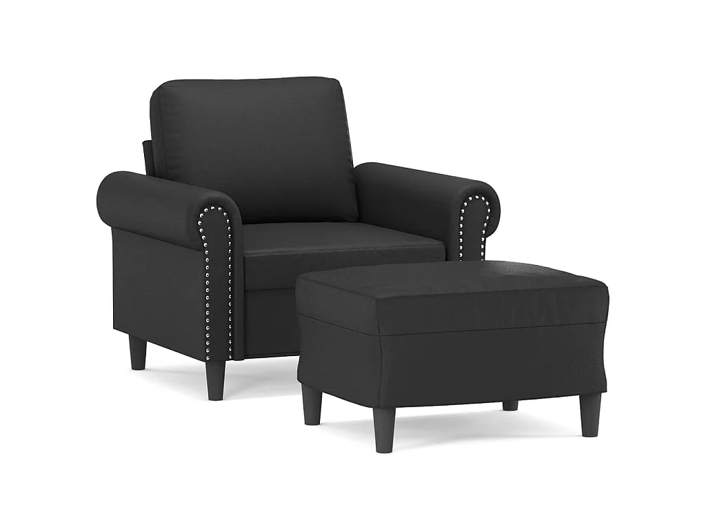Sessel mit Fußstütze Schwarz 60 cm Kunstleder