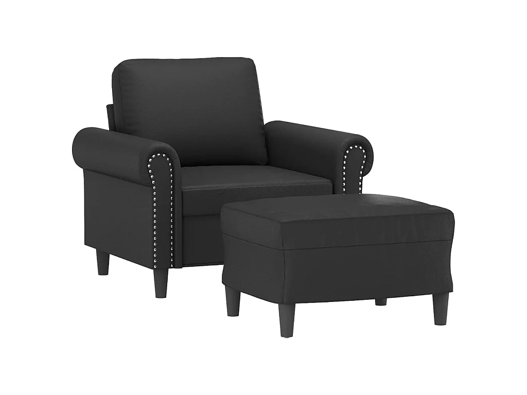 Sessel mit Fußstütze Schwarz 60 cm Kunstleder