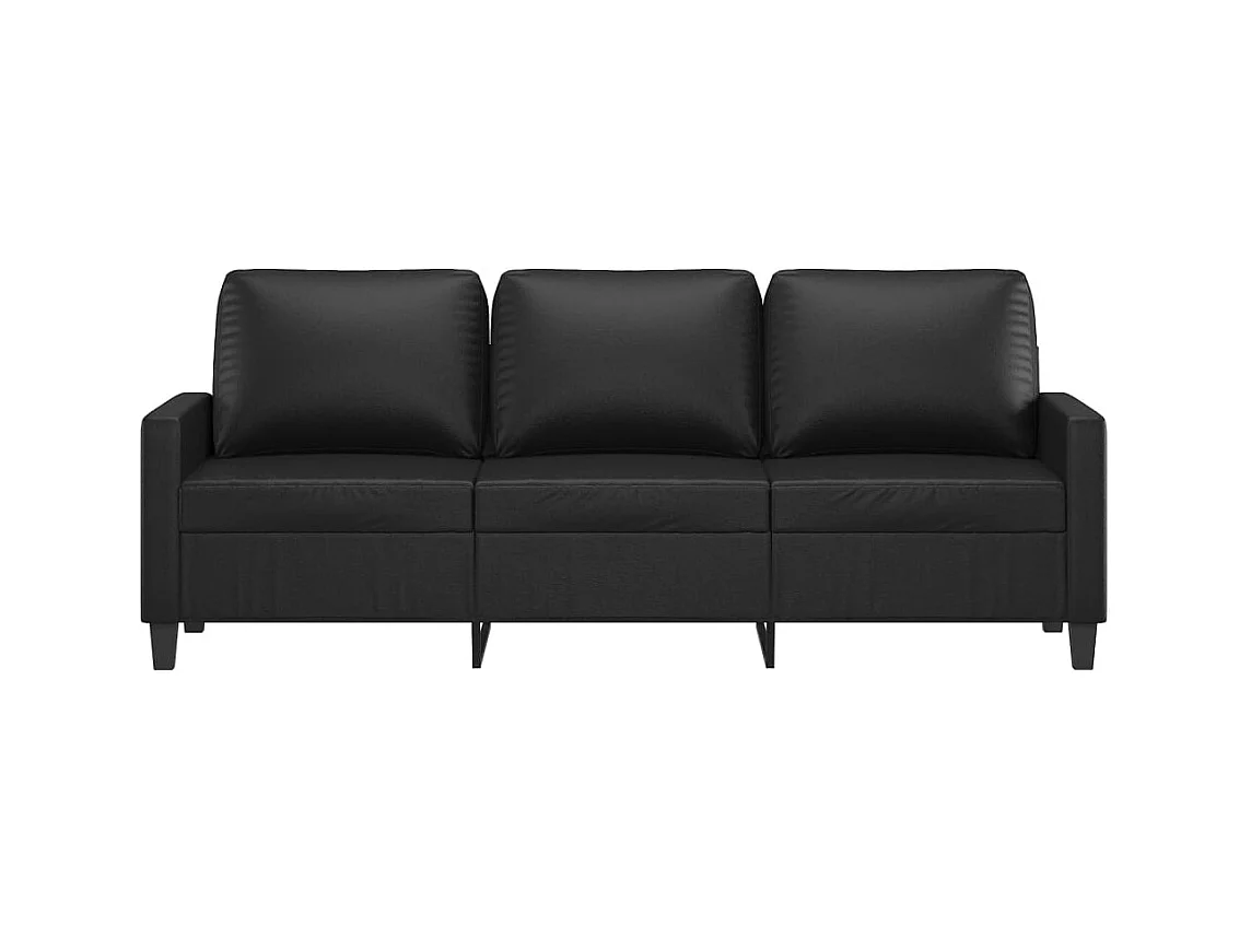 Divano 3 posti Nero 180 cm Similpelle